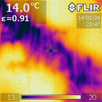 Missing wall insulation is revealed.